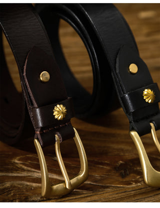 Vintage Brass Leather Belt