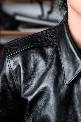 A - 2 Black Leather Jacket - Brake House - Black oil - wax horsehide - 23