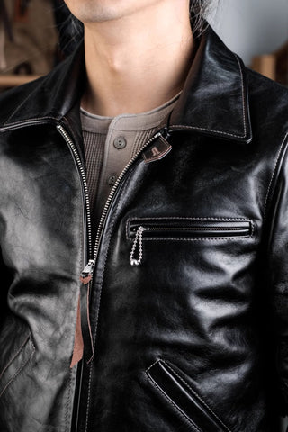Half Belt Single Leather Jacket - Brake House - Brown - 6