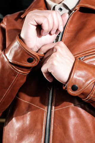 Mulholland Leather Motorcycle Jacket - Havana/brown color - Brake House - Seal Brown - 11