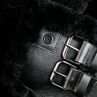 Double Pocket B - 3 Shearling Bomber Jacket - Merino Sheepskin & Horsehide - Brake House - Black - 20