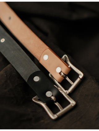 Studded Narrow Vegetable-Tanned Leather Belt
