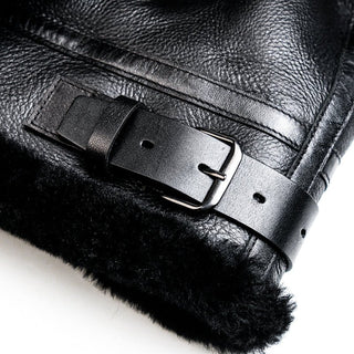 Double Pocket B - 3 Shearling Bomber Jacket - Merino Sheepskin & Horsehide - Brake House - Black - 23