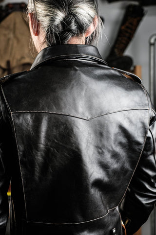 J24 Leather Jacket With Mouton Collar - Brake House - Black - 8