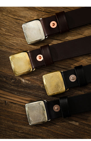 Plaque Buckle Leather Belt