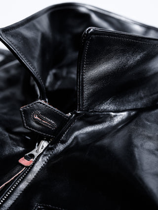 1930 Sports JKT Half Belt Leather Jacket - Black - 06