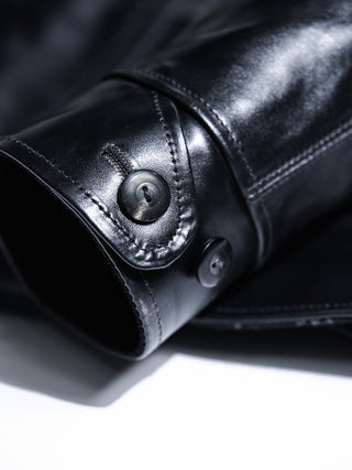 1930 Sports JKT Half Belt Leather Jacket - Black - 09