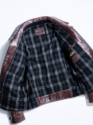 1930 Sports JKT Half Belt Leather Jacket - Seal Brown - 16