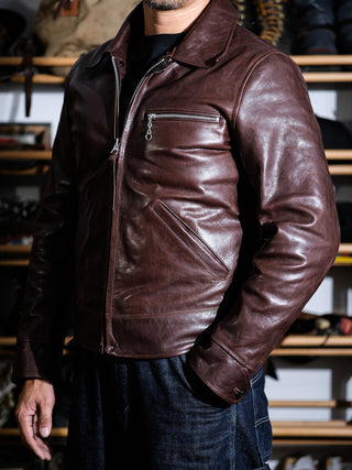 1930 Sports JKT Half Belt Leather Jacket - Seal Brown - 23