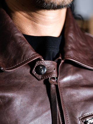 1930 Sports JKT Half Belt Leather Jacket - Seal Brown - 28