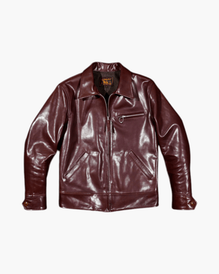 1930s Half Belt Leather Sports Jacket - Vegetable - Tanned Horsehide - Brake House - front