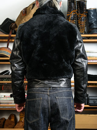 Grizzly Shearling Leather Jacket - Black/White