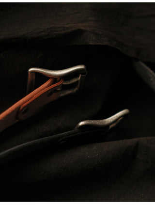 Studded Narrow Vegetable-Tanned Leather Belt