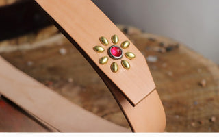 Studded Brass Buckle Leather Belt