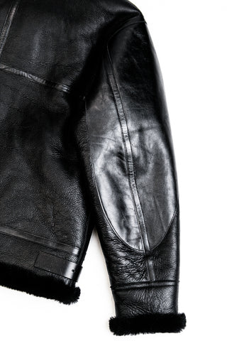 Double Pocket B - 3 Shearling Bomber Jacket - Merino Sheepskin & Horsehide - Brake House - Black - 13