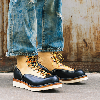 Two-tone short-face motorcycle boots 7302
