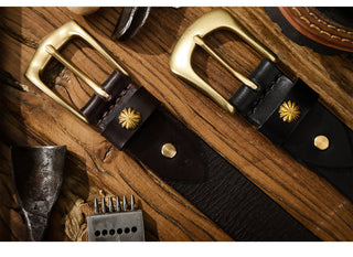 Vintage Brass Leather Belt