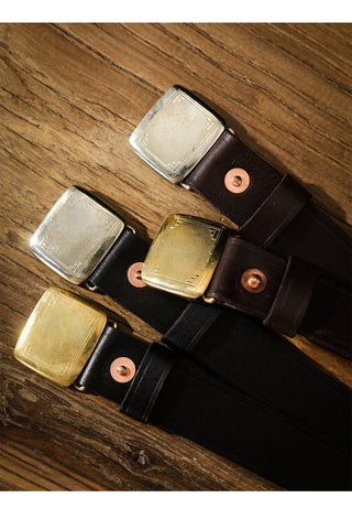 Plaque Buckle Leather Belt