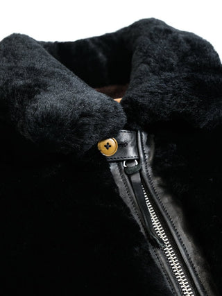 Grizzly Shearling Leather Jacket - Black/White - Brake House - White - 15