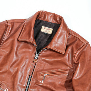 Mulholland Leather Motorcycle Jacket - Havana/brown color - Brake House - Seal Brown - 15