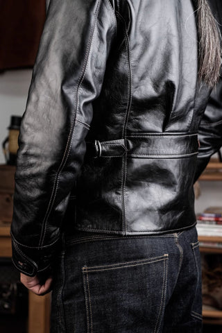 Half Belt Single Leather Jacket - Brake House - Brown - 19