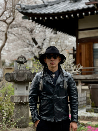 Four Corner Leather Work Jacket - Brake House - Black - 14