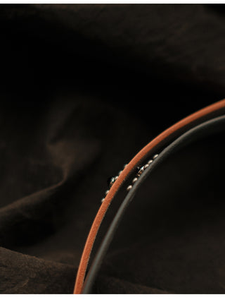 Studded Narrow Vegetable-Tanned Leather Belt