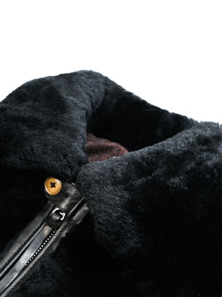 Grizzly Shearling Leather Jacket - Black/White - Brake House - White - 13