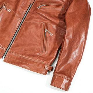 Mulholland Leather Motorcycle Jacket - Havana/brown color - Brake House - Seal Brown - 17
