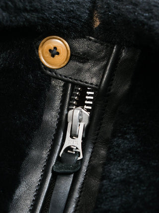 Grizzly Shearling Leather Jacket - Black/White - Brake House - White - 22