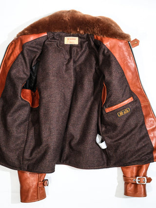 Grizzly Shearling Leather Jacket - Havana - Brake House - Havana brown - 2