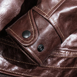 Mulholland Leather Motorcycle Jacket - Havana/brown color - Brake House - Seal Brown - 22