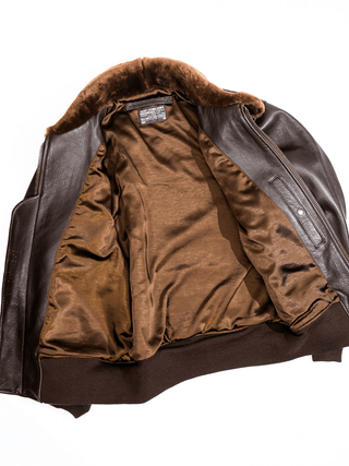 G - 1 Aviation Flight Leather Jacket - Brake House - Black - 37