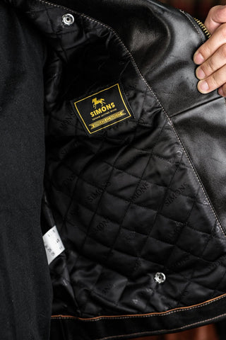 J24 Leather Jacket With Mouton Collar - Brake House - Black - 16