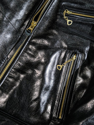 Mulholland Leather Motorcycle Jacket - Brake House - Black oil - waxed - 19