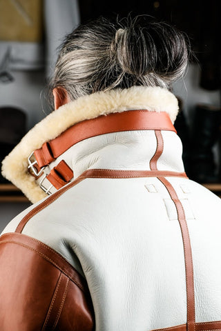 Double Pocket B - 3 Shearling Bomber Jacket - Merino Sheepskin & Horsehide - Brake House - Black - 14