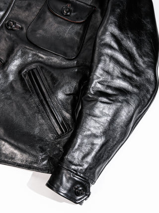 Four Corner Leather Work Jacket - Brake House - Black - 18