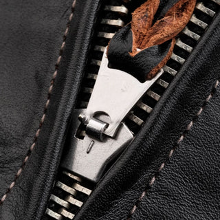 Half Belt Single Leather Jacket - Brake House - Brown - 28