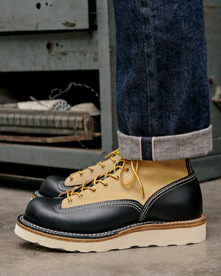Two-tone short-face motorcycle boots 7302