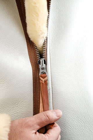 Double Pocket B - 3 Shearling Bomber Jacket - Merino Sheepskin & Horsehide - Brake House - Black - 15