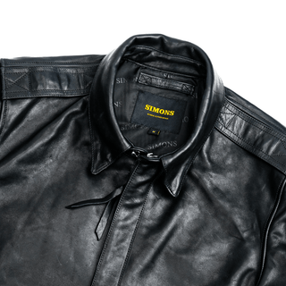A - 2 Black Leather Jacket - Brake House - Black oil - wax horsehide - 28