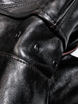 Four Corner Leather Work Jacket - Brake House - Black - 26