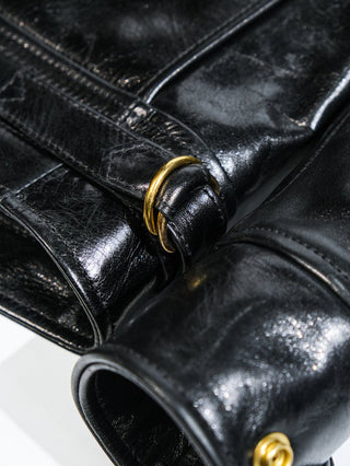 Mulholland Leather Motorcycle Jacket - Brake House - Black oil - waxed - 24