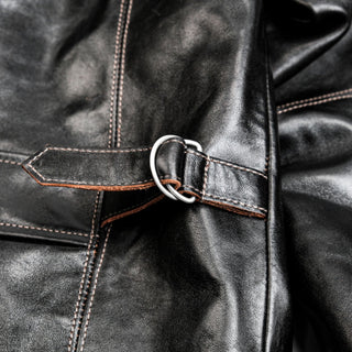 Half Belt Single Leather Jacket - Brake House - Brown - 35