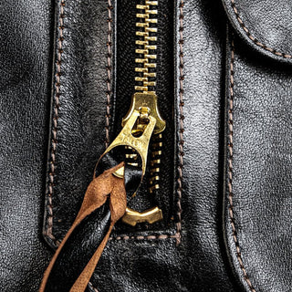 J24 Leather Jacket With Mouton Collar - Brake House - Black - 24