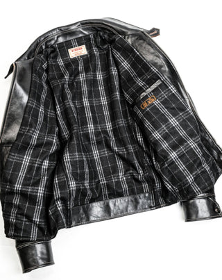 Half Belt Single Leather Jacket - Brake House - Brown - 22