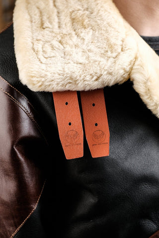 Single Pocket B - 3 Shearling Bomber Jacket - Merino Sheepskin & Horsehide - Brake House - White - 15