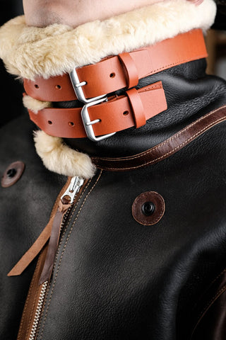 Single Pocket B - 3 Shearling Bomber Jacket - Merino Sheepskin & Horsehide - Brake House - White - 17