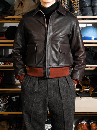 A-2 Leather Flight Jacket 42-18775 - Goatskin - Seal Brown - 03