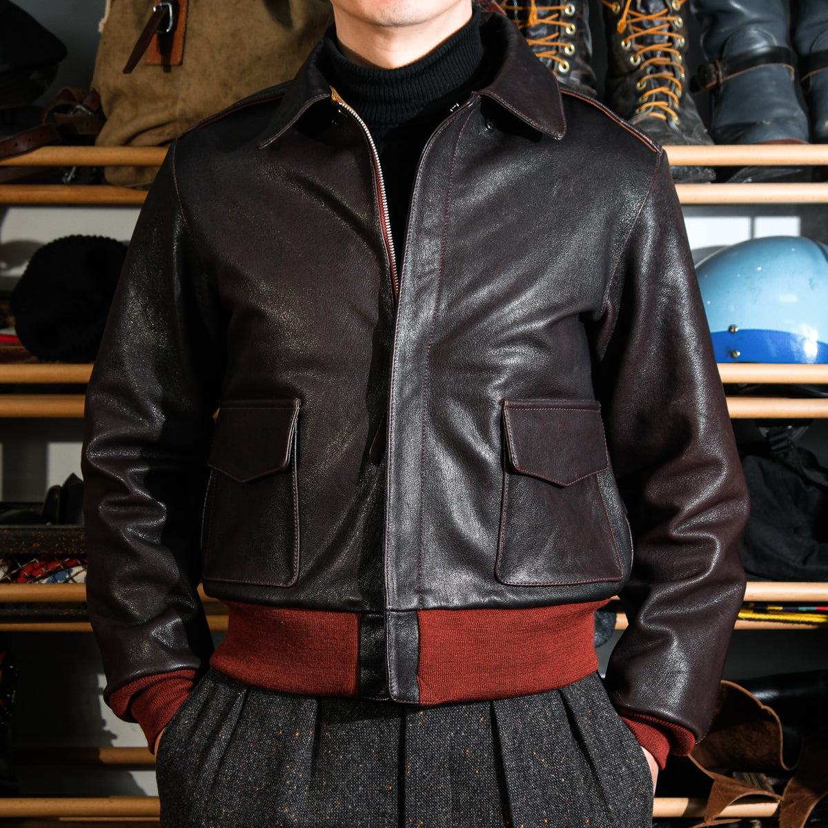 A-2 Leather Flight Jacket 42-18775 Goatskin | Brake House Leather
